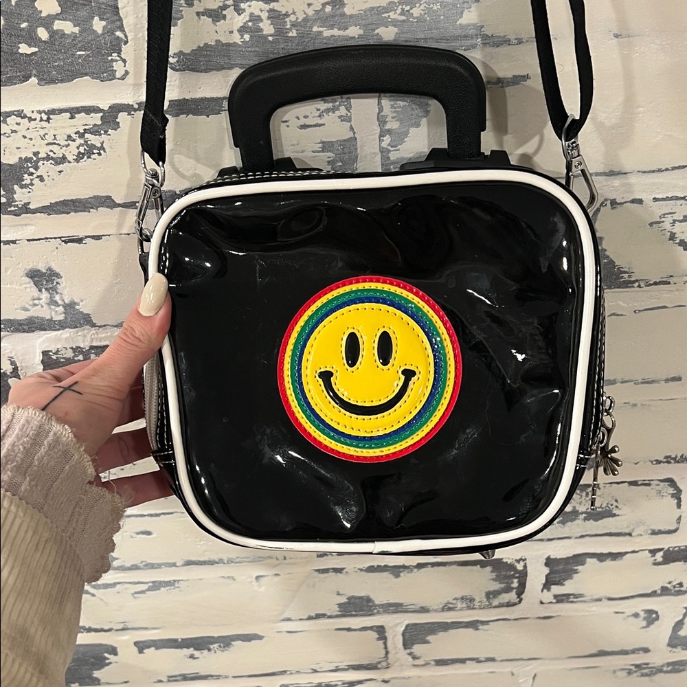 Delia’s x Current Mood Black Smiley Face Crossbody Bag